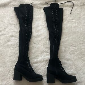 Nasty Gal Thigh High Lace Up Boots